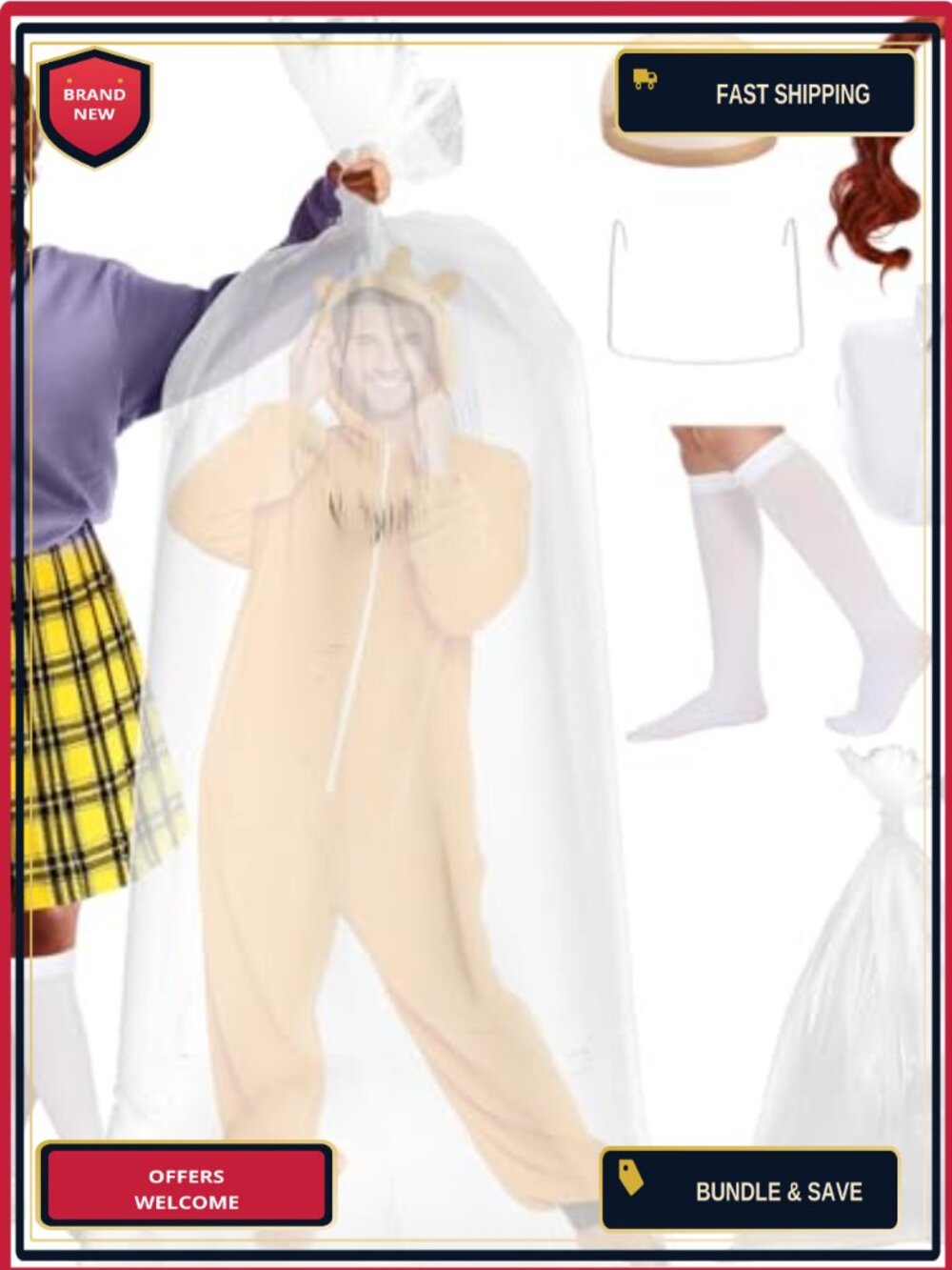 Halloween Couple Costume Kit 7 Pcs Adult Role Play Set Accessories